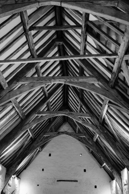 Roof framework of the winterbourne medieval barn