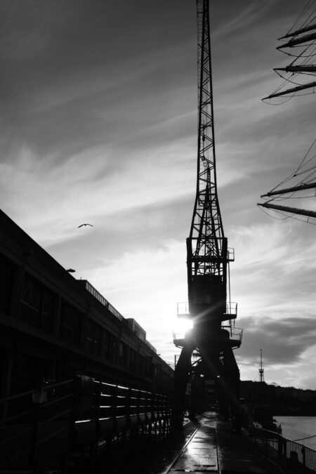 Tower crane in the harbour next to M-Shed